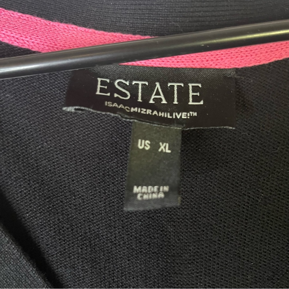 Isaac Mizrahi Estate Gold Crest Button Satin Front Cardigan Sweater Size XL - Picture 3 of 8